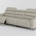 Light Beige Multi Seat Leather Sofa With Reclining Function Modern Design 3d model