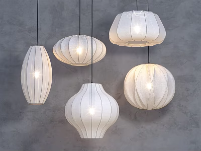 White Hanging Pendant Lights With Various Shapes And Modern Design For Interior Decoration 3d model
