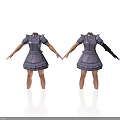 Two Women Mannequins Wearing Purple Dresses With One Having Prosthetic Arm