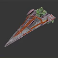 Gray And Red Sci Fi Spaceship Model With Streamlined Design And Detailed Structure
