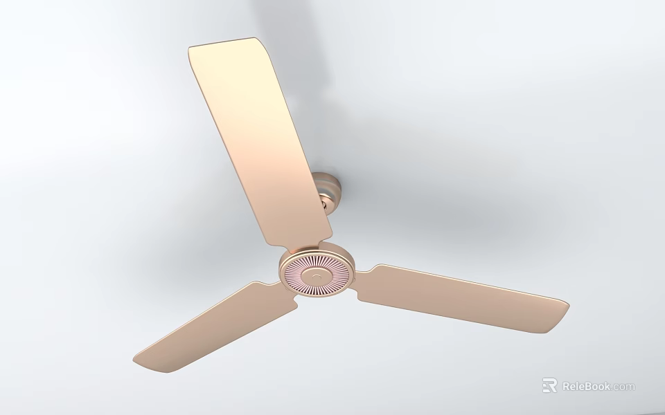Rose Gold Ceiling Fan With Three Blades Modern Design For Home Interior 3d model 