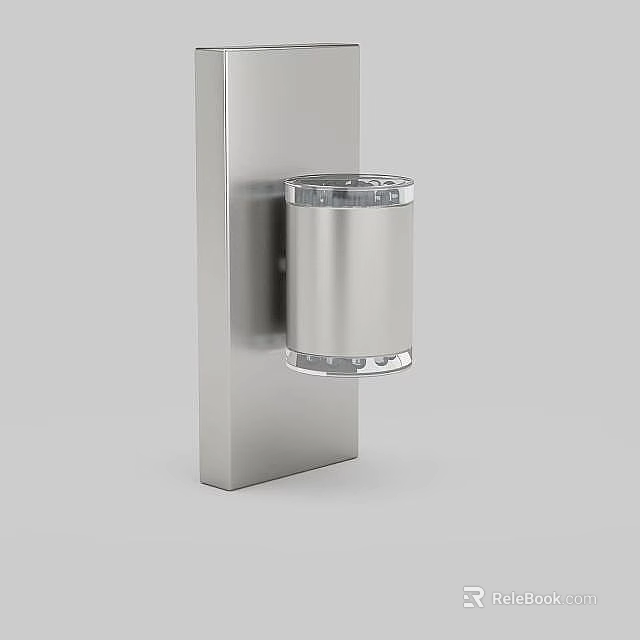 Contemporary Wall Mounted Sconce with Brushed Silver Metal Frame and Clear Glass Accents 3d model 