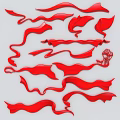 Red Ribbon And Fist Design Decorative Ornaments With Stylish Flowing Shapes