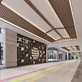 Hospital Outpatient Lobby With Modern Wooden Ceiling Glass Windows And Colorful Floor Design