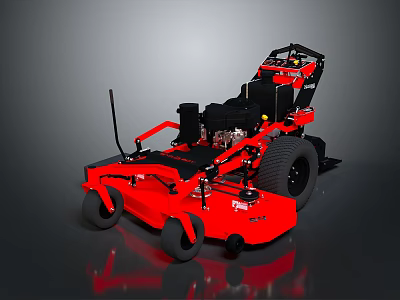 Red Riding Lawn Mower With Powerful Engine And Sharp Cutting Blades 3d model