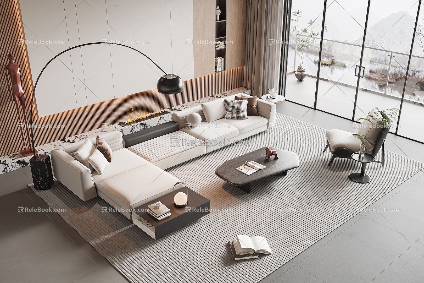 Modern sofa coffee table combination model