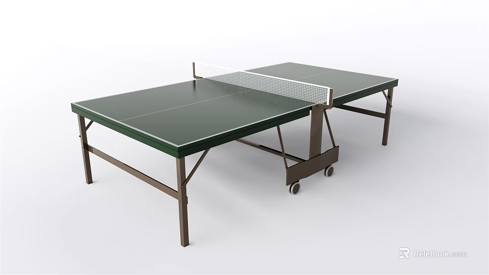 Green Ping Pong Table Sports Equipment With Net Wheels And Sturdy Frame 3d model 
