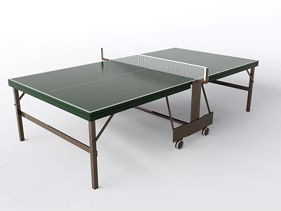 Green Ping Pong Table Sports Equipment With Net Wheels And Sturdy Frame 3d model