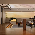 Modern Indoor Outdoor Lounge Area With Wooden Deck String Lights And Plant Wall