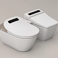Two Modern Smart Toilets With Digital Display And Sleek White Design 3d model