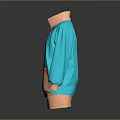 Turquoise and Light Brown High Neck Zipper Loose Fit Soft Sweater Top