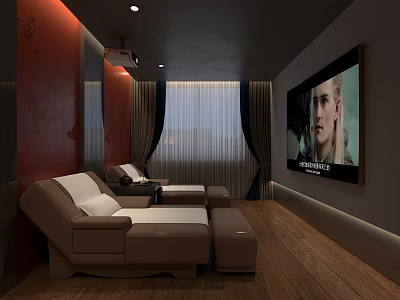 Luxury SPA Sauna Room With Comfortable Loungers Large TV And Warm Lighting 3d model