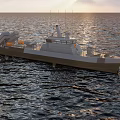 Missile Launcher Weapon System on Czech Military Ship Sailing Open Ocean Waters