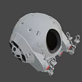 White Astronaut Helmet Featuring Black Circular Visor And Structural Lighting On Dark Background 3d model