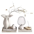 Decorative Ornament Set For Modern Home Decor With White Ceramic Vase Glass Ornament And Branches