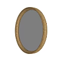 Oval Mirror With Gold Decorative Frame And Floral Wallpaper Reflection 3d model