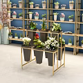 Stylish Garden Decor With Metal Frame Plant Stand And Various Potted Flowers