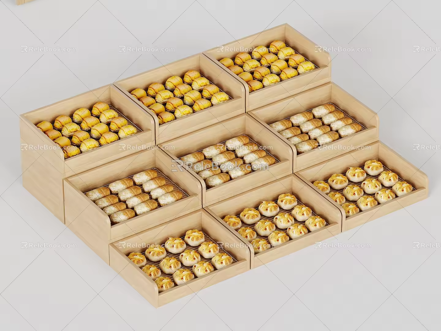 Bread Display Cabinet Bread Display Shelf Bakery Cake Shop 3d model