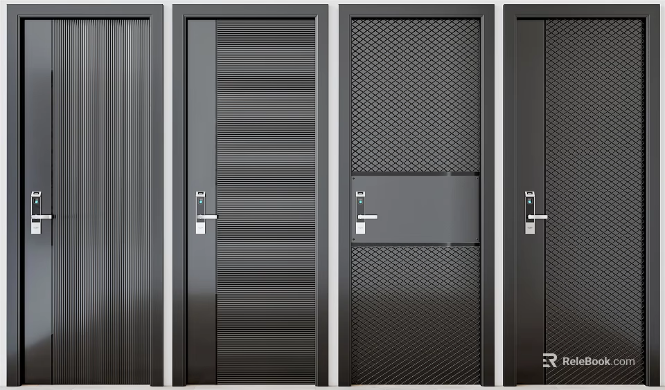 Modern Security Doors Featuring Various Textured Patterns And Strong Construction 3d model 