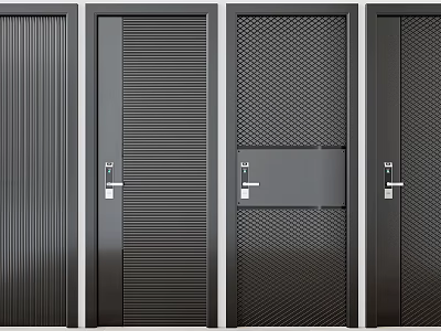 Modern Security Doors Featuring Various Textured Patterns And Strong Construction 3d model