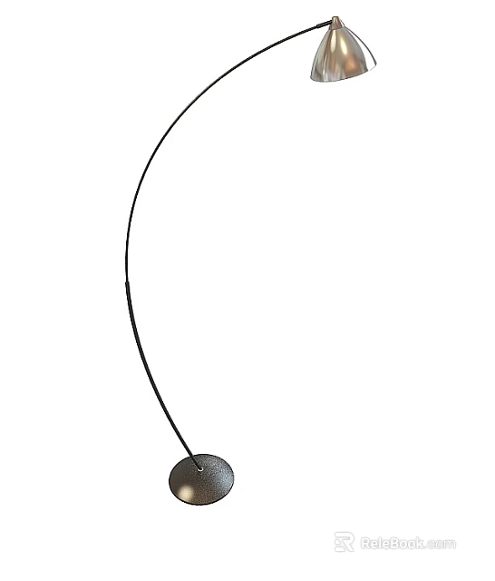 Sleek Modern Floor Lamp With Curved Stand And Round Shade For Contemporary Home Decor 3d model 