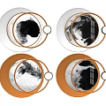 Modern Round Wall Decor With Black And White Patterns And Gold Frames 3d model