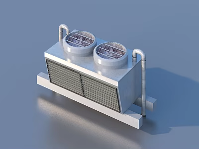 Heavy Duty Industrial Cooling Equipment with Dual Fans and Metal Radiator Pipes 3d model