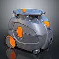 Domestic User Using Creature Shaped Vacuum Cleaner With Grey Shell And Orange Details