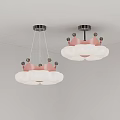 Elegant Red And White Petal Shaped Ceiling Lights With Modern Metal Base 3d model