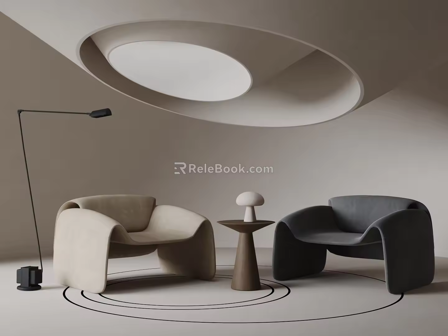 Tradition leisure chair side table lamp floor lamp 3d model