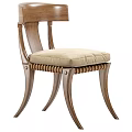 Elegant Wooden Single Chair With Beige Padded Seat And Curved Legs Design