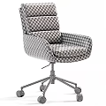 Modern Office Desk And Chair Set With Adjustable Rolling Seats In Multiple Colors