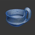Ancient Textured Ceramic Cup With Curved Handle And Rustic Appearance 3d model