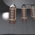 Hinged Doors For Red Brick Tower Buildings With White Roof And Window Frames