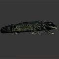 Realistic 3D Rendered Crocodile With Scaly Skin Lying On Dark Surface