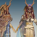 Game and Movie Character With Horns Long Hair And Tribal Mystical Decorative Outfits
