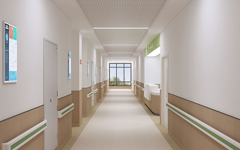 Modern corridor aisle nurse station 3d model