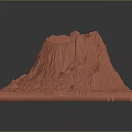 Detailed Red Volcanic Terrain 3D Model With Textured Surface And Square Base 3d model