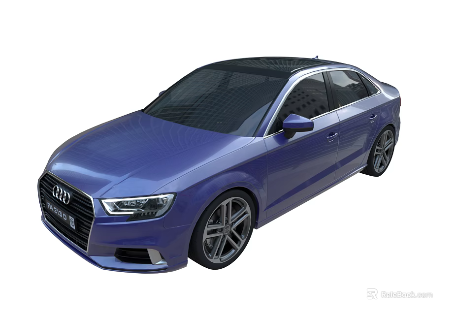 Blue Audi Sedan With Black Roof Sleek Body And Alloy Wheels 3d model 