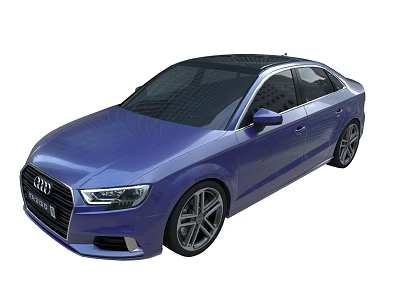 Blue Audi Sedan With Black Roof Sleek Body And Alloy Wheels 3d model
