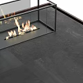 Modern Coffee Table With Dark Surface Wooden Frame And Transparent Glass Flame Container 3d model