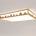 Modern Ceiling Lights With Wooden Frame Wave Pattern Rectangular And Circular Shapes 3d model