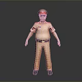 Realistic Game Movie Character In Orange Uniform With Red Hat And Epaulettes