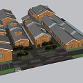 Red Brick Buildings Neatly Arranged With Grey Roofs And Tree Lined Streets