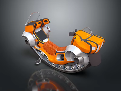 Futuristic Orange Car With Comfortable Seats And Silver Accent Design Features 3d model