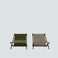 Outdoor Folding Leisure Chairs With Green Beige Canvas Fabric Wooden Frame Design