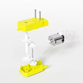 Yellow Industrial Equipment Components With White Knobs And Black Connectors 3d model