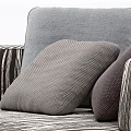 Modern Single Sofa With Striped Fabric Gray Cushions And Wooden Accents