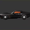 Vintage Muscle Car Low Poly 3D Model Featuring Dark Body Orange Accents And Sleek Design