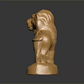 Golden Lion Statue With Detailed Base Engraved Animal Kingdom 2020 Text